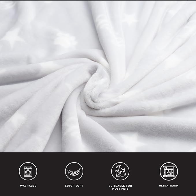 Juicy Couture Grey Paws and Stripes Dog Blanket with Sherpa Bone Shaped Pillow – Plush Puppy Blanket Throw