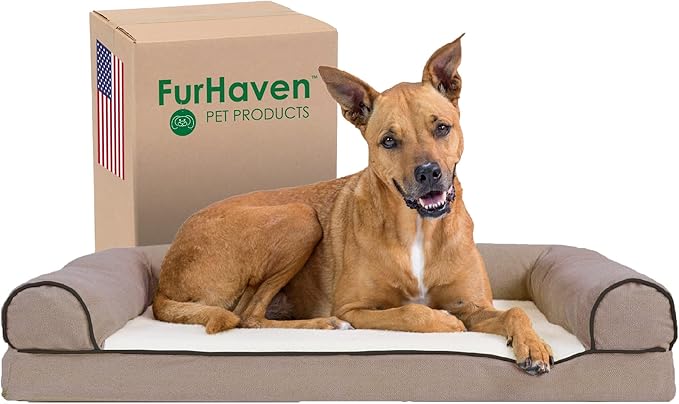 Furhaven Orthopedic Dog Bed for Large/Medium Dogs w/ Removable Bolsters & Washable Cover 55 lbs