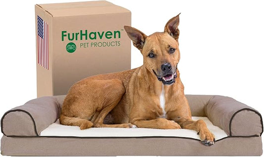Furhaven Orthopedic Dog Bed for Large/Medium Dogs w/ Removable Bolsters & Washable Cover 55 lbs