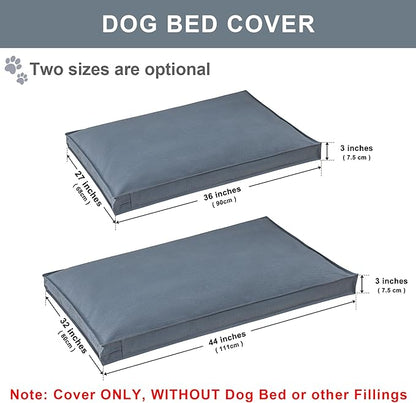 Dog Bed Cover, Waterproof Dog Bed Replacement Cover with Zipper, Oxford Removable Pet Bed Mattress Protector for Outdoor Use, 44Lx32Wx3H in, Bed Cover Only, Blue-Gray