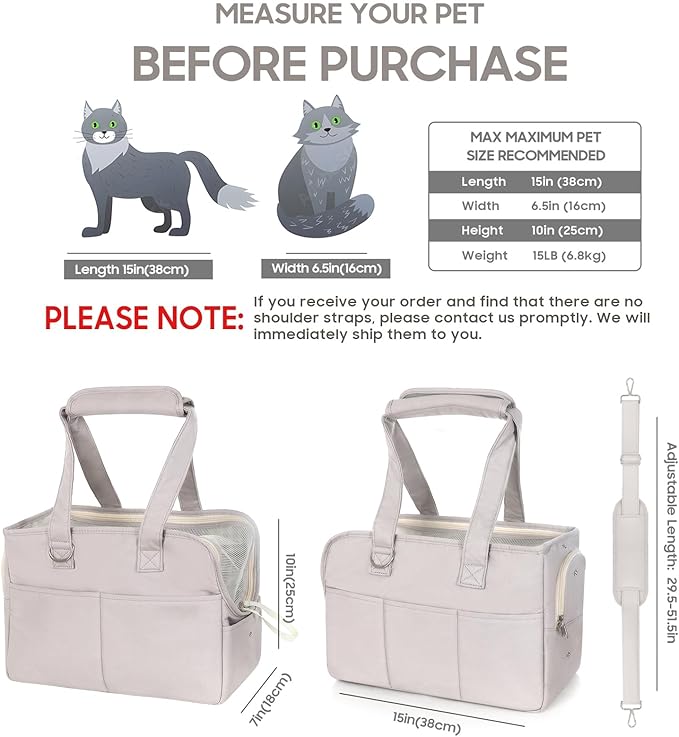 Dog Carrier Airline Approved for Pet, Soft Sided Folding Pet Carrier for Small Medium Cats Puppies up to 15 Lbs, Washable Breathable Puppy Carrie Carrier for Outdoor Travel(Small Grey)