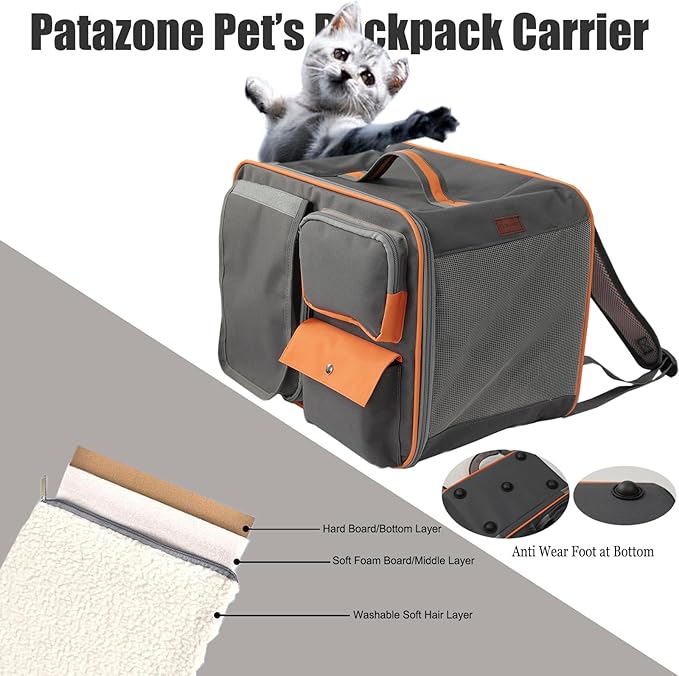 Pets Backpack Small Dog Carrier Airline Approved Soft-Sided Cat Puppy Bag with Washable Fleece Mats 3 Pockets,for Kitties/Pups/Bunny Rabbits Travel Outdoor