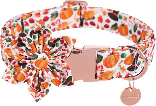 DOGWONG Fall Dog Collar with Bowtie