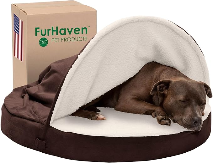 Furhaven 35" Round Cooling Gel Dog Bed for Large/Medium Dogs w/ Removable Washable Cover 50 lbs 35-inch