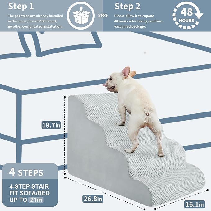 BOMOVA Dog Stairs for Small Dogs 4-Step Dog 2/3/4/5 Steps