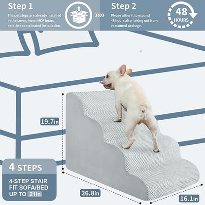 BOMOVA Dog Stairs for Small Dogs 4-Step Dog 2/3/4/5 Steps