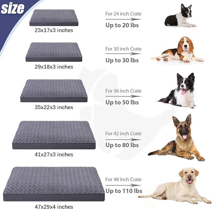Dog Crate Bed Waterproof Dog Beds for Medium Dogs Rose Velvet Soft Fluffy Washable Dog Bed with Removable Cover & Anti-Slip Bottom 29 x 18 Inch,