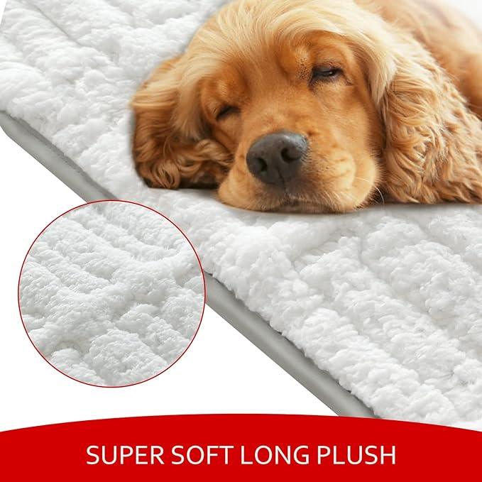 Moonsea Soft Plush Dog Bed Crate Mat 48" X 30", Anti-Slip 3 Layers