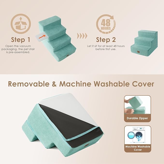 EHEYCIGA Dog Stairs for Small Dogs 13.5" H 3-Step Dog