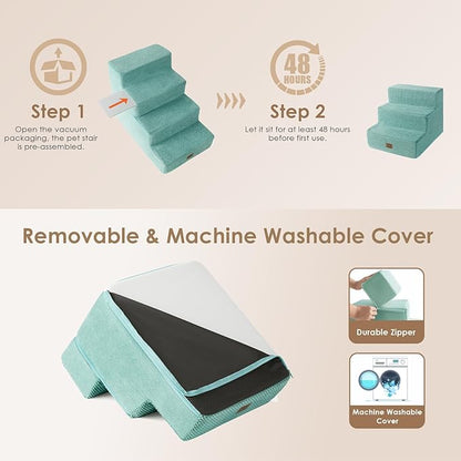 EHEYCIGA Dog Stairs for Small Dogs 13.5" H 3-Step Dog