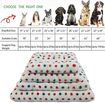 42 Inch Dog Crate Bed for Large Dogs, Machine Washable, Soft Cushion Dog Crate Pad 42x28, Fits Dogs Up to 90 lbs - Dog Beds XLarge Sized Dog, White with Colorful Dots