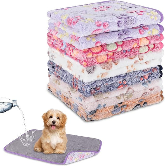 YUEPET Waterproof Dog Blankets, 6 Pack Washable Dog Blankets for Bed Couch Sofa Protector Fleece Flannel Puppy Blanket Soft Plush Reversible Throw Blanket for Small Dog Puppy Cat 23"×16"