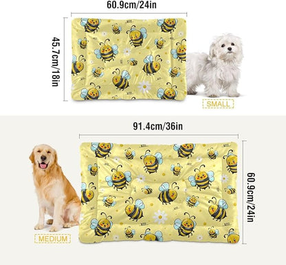 Cute Honey Bee Cartoon Pet Bed Pad Soft Dog Bed Mat with Anti-Slip Bottom