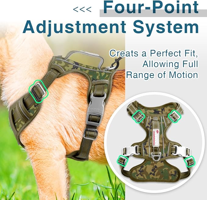 BARKBAY Dog Harness No Pull with ID Tag Pocket - Heavy Duty, Reflective, Easy Control for Large Dogs (Camo,M)