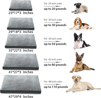 Dog Crate Bed Waterproof Deluxe Plush Dog Beds with Removable Washable Cover Anti-Slip Bottom Pet Sleeping Mattress for Large 29 x 18 inch,