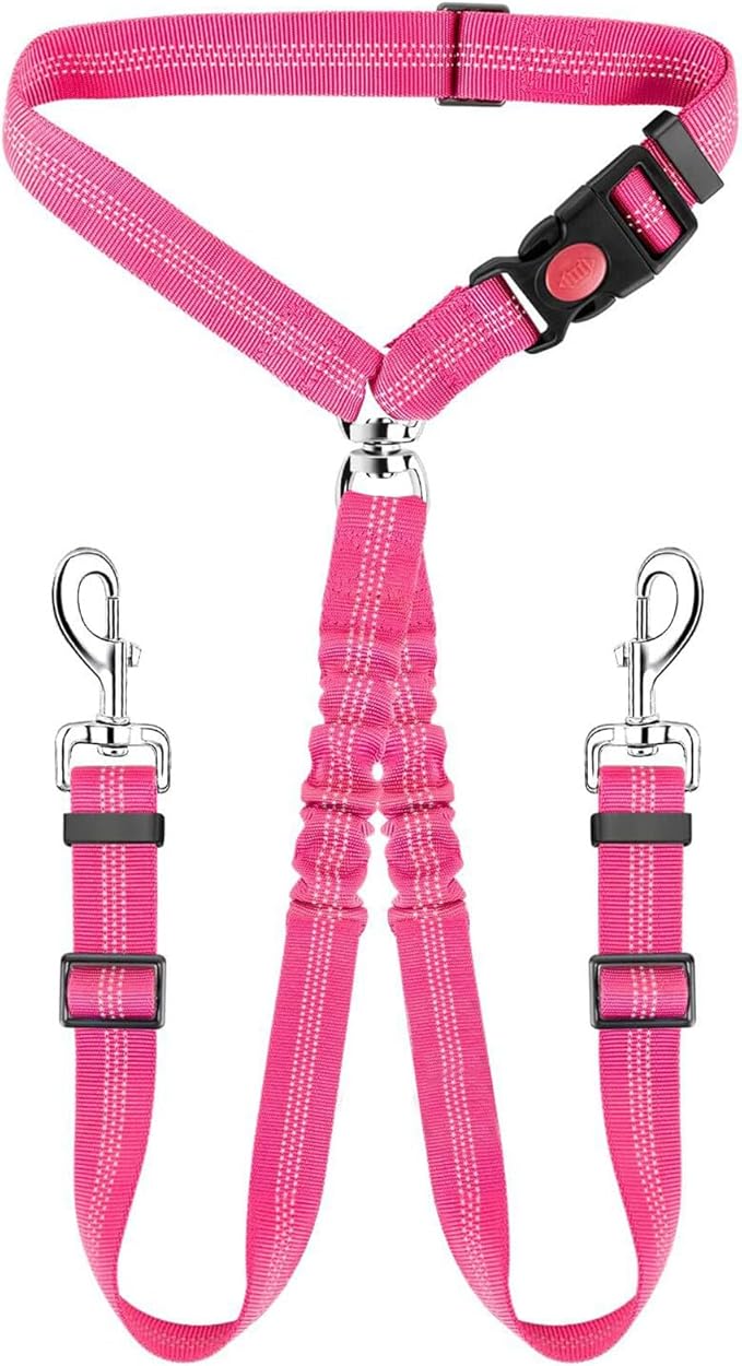 Yuehuam Dog Car Seat Belt 2023 Pet 2 Dogs, 360 Degree