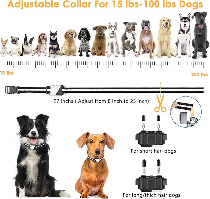 Dog Shock Collar, IP67 Waterproof Dog Training Collar with Remote, 3 Training Modes, Shock, Vibration and Beep, Rechargeable Electric Shock Collar for Large Medium Small Dog