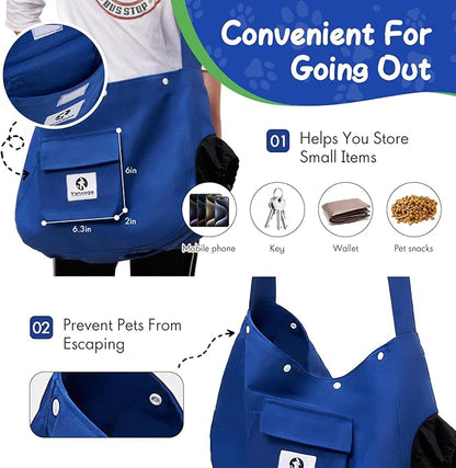 Cat Dog Carrier Sling Soft-Sided Pet Supplies, Hands Free Shoulder Crossbody Pouch Bag Cat Carrying Backpack, Color Blue Size L Pet Tote Holder Nail Trimming Outdoor Traveling for 8-20 lbs