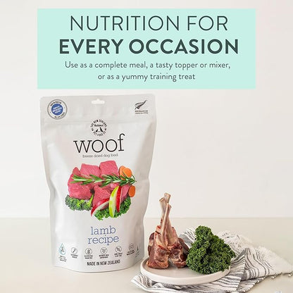 WOOF Lamb Freeze Dried Raw Dog Food, Mixer, or Topper, or Treat - High Protein, Natural, Limited Ingredient Recipe 9.9 oz