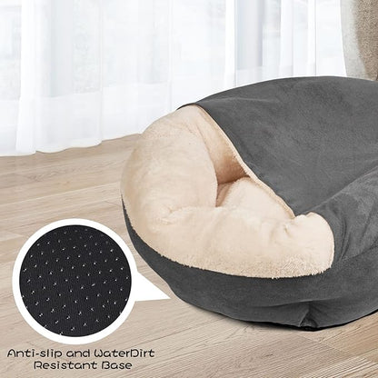 ShinHye Small Dog Bed .Round -Cover Dog Cave Bed (23 * 23 * 6 in,