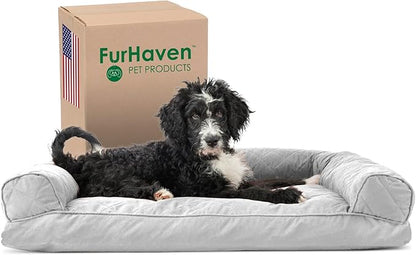 Furhaven Pillow Dog Bed for Large/Medium Dogs w/ Removable Bolsters & Washable Cover
