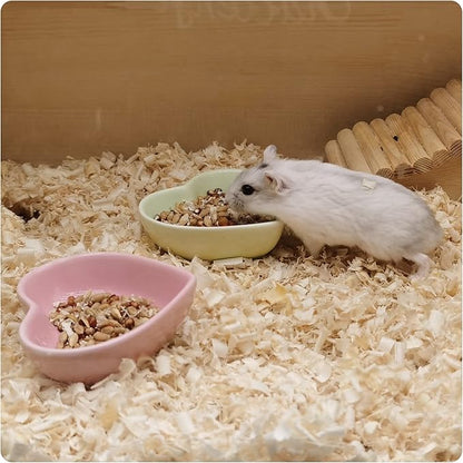 Ceramic Hamster Food Bowl, 1.2oz Durable Heart Hamster Water Dish for Hamsters/Birds/Snakes/Turtle, Easy to Wash and Prevent Tipping (Green, 1pcs)