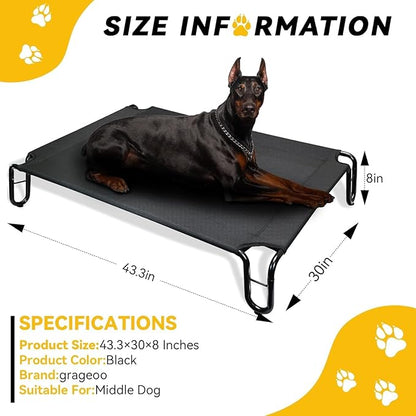 Outdoor Elevated Dog Bed 65 lbs,Black