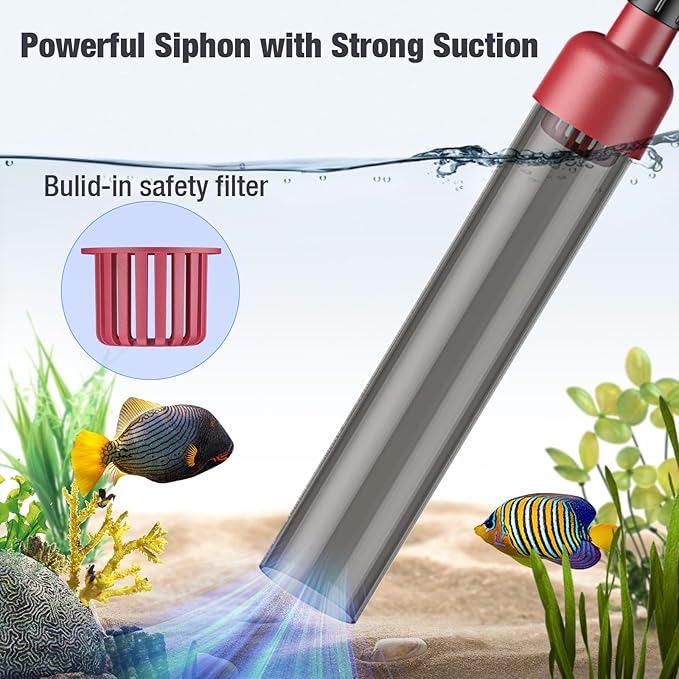 Aquarium Siphon Vacuum Cleaner: 4 in 1 Manual Fish Tank Vacuum Cleaning Tools for Water Change, Sand Cleaning and Remove Dirt, Fish Tank Cleaner Vacuum with Adjustable Length