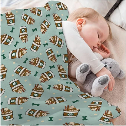 Puppy Coffee Dog Bone Blanket Gifts Super Soft Pet Blanket for Dog 40"x30" for