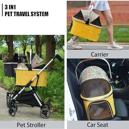3 in 1 Pet Stroller 4 Wheel Small 33lb max