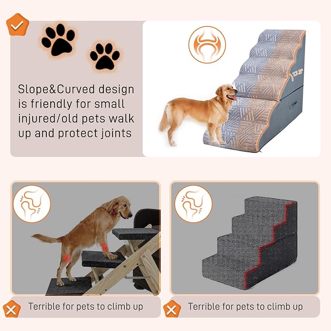 Dog Stairs for Small Large Dogs to High Beds 6 Tier 30-32'' Tall,