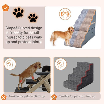 Dog Stairs for Small Large Dogs to High Beds 6 Tier 30-32'' Tall,