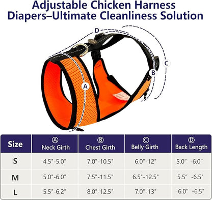 Chicken Harness Hen Size with 6ft Matching Leash – Adjustable, Resilient, Comfortable, Breathable, Small, Suitable for Chicken Weighing about 2.2 Pound,red (Months, Orange)