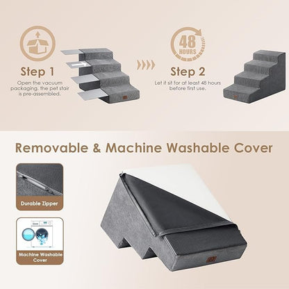 EHEYCIGA Dog Stairs for Small Dog 19.7”H 4-Step Slope