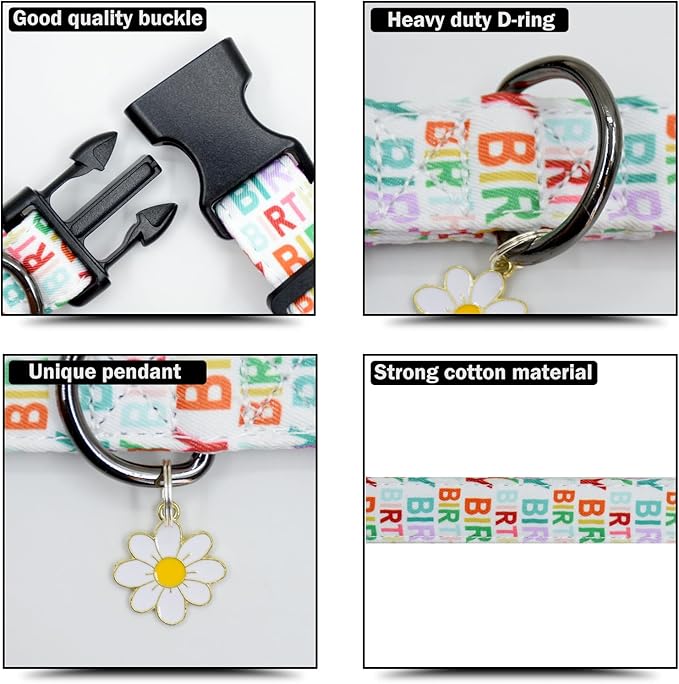 Flower Patterns Dog Collar with Accessories