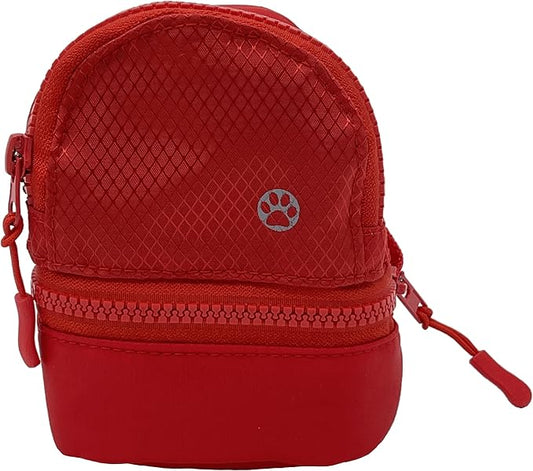 LLC Dog Backpack, Cat Backpack, Small Carrier | Clip on Harness or Leash, Fun Pet Treat Holder, Toy Bag, or Waste Dispenser | Dog Treat Training Pouch (Red Drip)