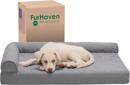 Furhaven Memory Foam Dog Bed for Medium/Small Dogs w/ Removable Bolsters & Washable Cover 35 lbs