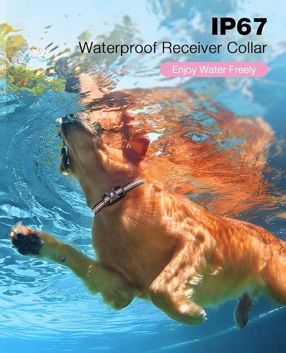 Bousnic Dog Shock Collar 3300Ft Dog 5-120lbs Small (1-8), Vibration(1-16), Shock(1-99) (LightPink)