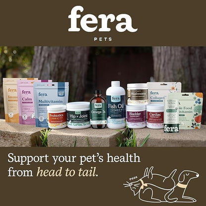 Fera Pet Organics Turkey Tail Mushroom Supplement for Dogs & Cats - Vet Created - for Cognition & Immune System – Organic Lion’s Mane, Shiitake Mushrooms - 120 Scoops