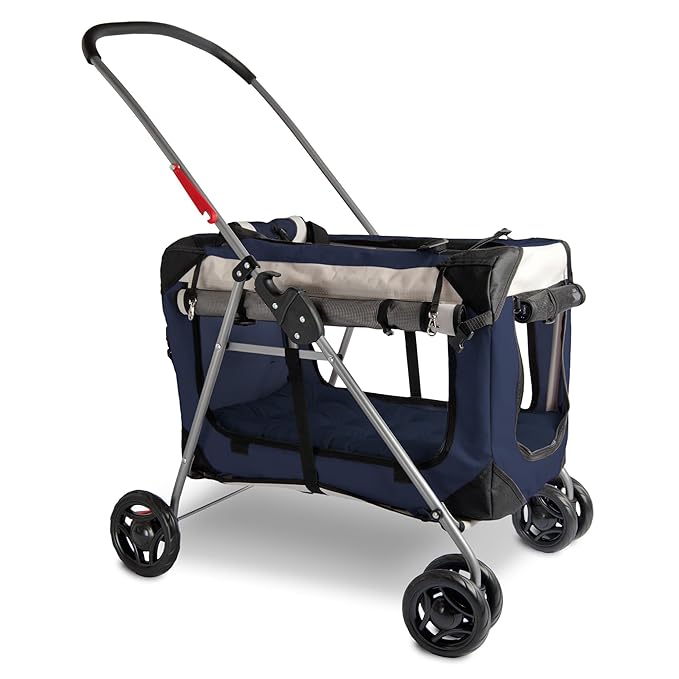 Large Premium Cat Stroller. Fits Up to 2 Cats. Pet Stroller with Top Loading & Side Loading