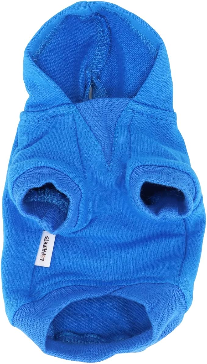 LOPHIPETS Lightweight Cotton Hoodie for Small Dogs – Hooded Sweatshirt for Chihuahuas Puppy and Toy Breeds-Blue/XXS