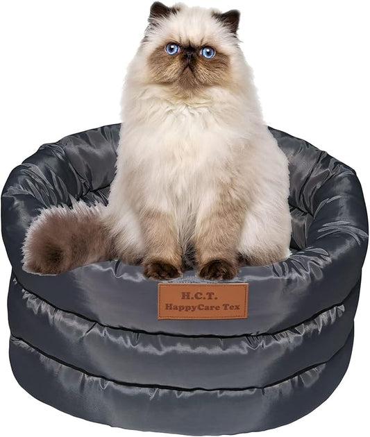 long rich Round Cushion Dog Cat Bed (16" x 16" x 10", Grey)