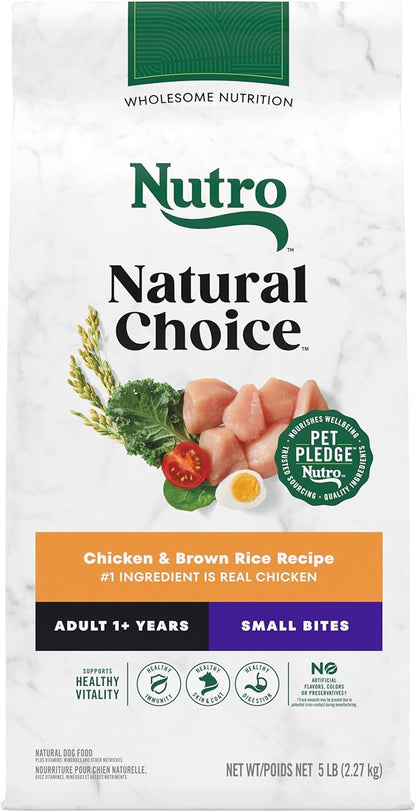 Nutro Natural Choice Small Bites Adult Dry Dog Food, Chicken and Brown Rice Recipe, 5lbs.