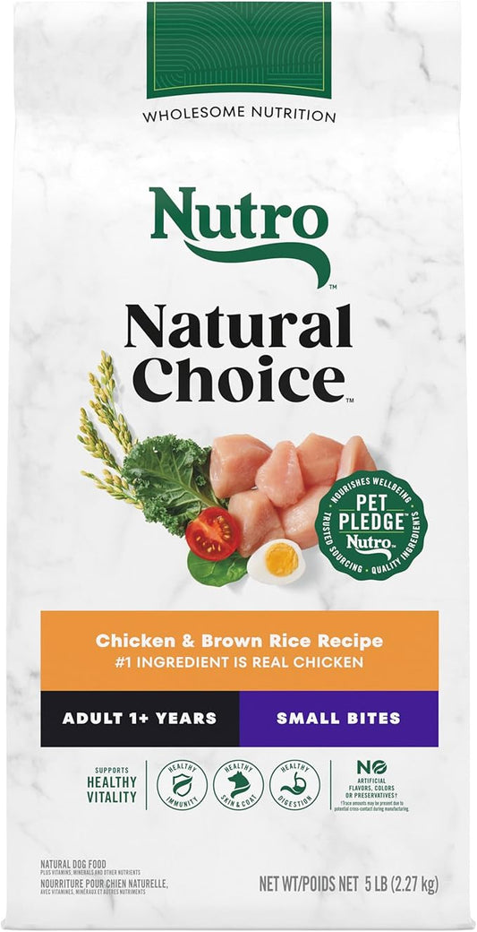 Nutro Natural Choice Small Bites Adult Dry Dog Food, Chicken and Brown Rice Recipe, 5lbs.