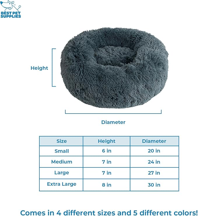 Best Pet Supplies Round Donut Dog Bed with Plush Faux Fur Fabric 24x24x7''
