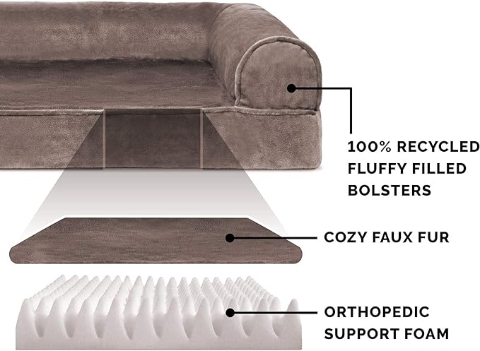 Furhaven Orthopedic Dog Bed for Medium/Small Dogs w/ Removable Bolsters & Washable Cover 35 lbs