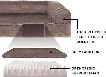 Furhaven Orthopedic Dog Bed for Medium/Small Dogs w/ Removable Bolsters & Washable Cover 35 lbs