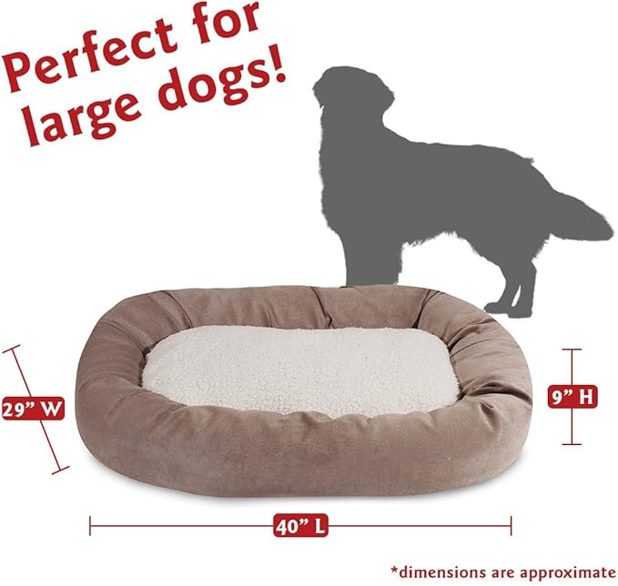 40 inch Pearl Villa Collection Sherpa Bagel Dog Bed