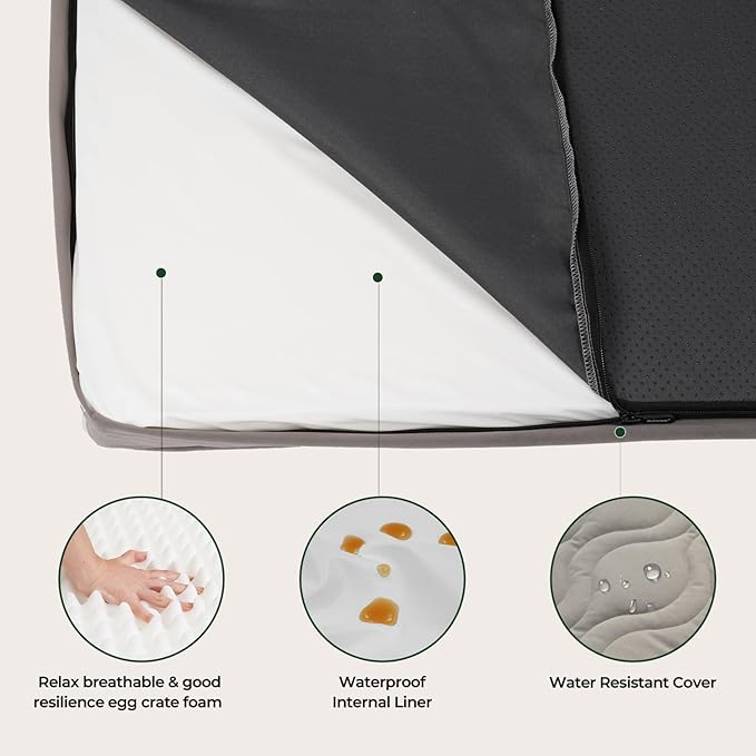 BALANCE Dog Crate Bed，Water-Resistant Orthopedic Dog Beds with Nonskid Bottom