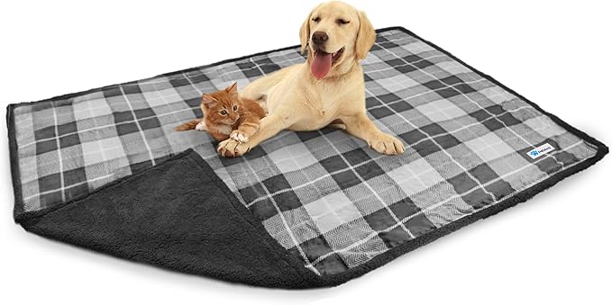 PetAmi WATERPROOF Dog Blanket for Bed 80x60 Plaid